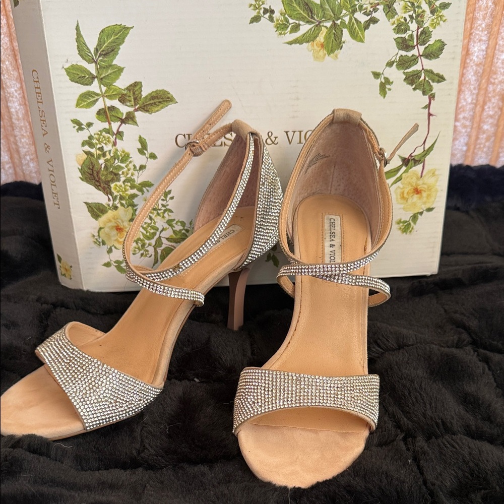 Chelsea & Violet Sparkling Rhinestone Heels - Silver